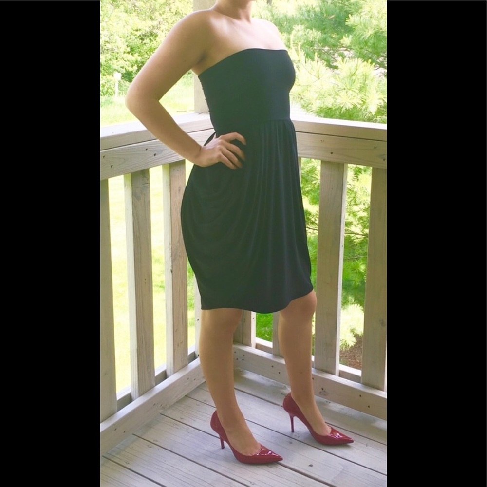NORMA KAMALI Black Strapless Dress LBD - Picture 2 of 4